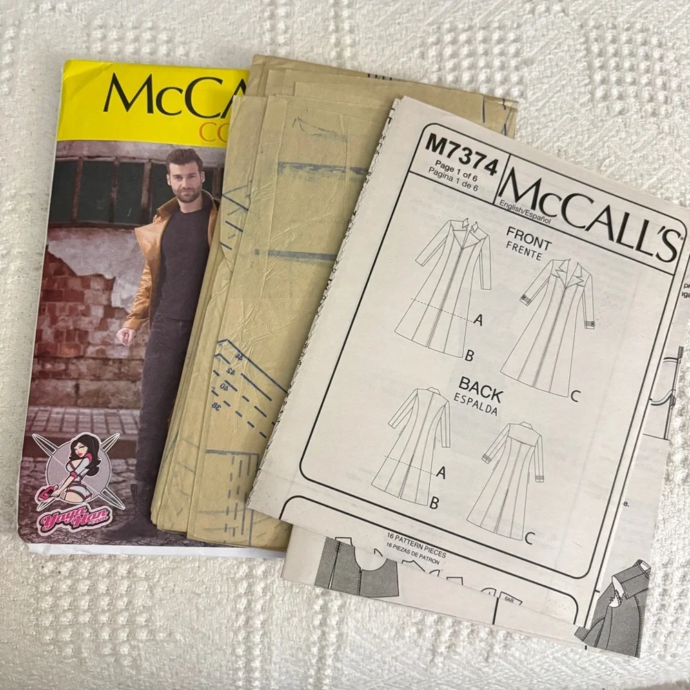 McCalls Cosplay Pattern by YaYa Han, M7374 MWW, for Men’s Costume Coat